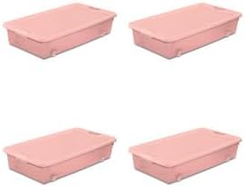 Sterilite Wheeled Latching Box w/Lids for Home & Office, 56 Quart, 4-Pack | Heavy-Duty and Stackable Plastic Containers with Latches for Closet, Cabinet, Bedroom, Bathroom and Dorm Room Organization