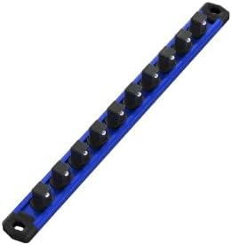 WORKPRO Magnetic Socket Organizer, Heavy Duty 3/8-Inch Drive Socket Rail | 1 Piece Socket Holder with 10 Spots, Aluminum Alloy, Rotatable & Movable Clips, Efficient Organization