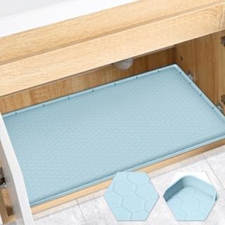 Silicone Under Sink Mat 22"x19", Waterproof Cabinet Liner, LightBlue | Shelf Liner, Cabinet Protector, Home Organizer, for Kitchen, Bathroom, Multipurpose, Leak Proof, Easy Clean, Drip Tray, Clean