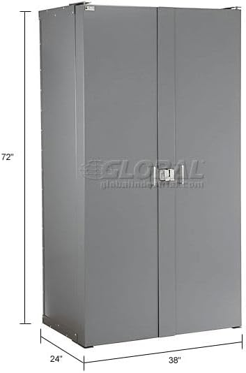 Global Industrial Storage Cabinet, Interior Shelving and Deep Pocket Door | 38"W x 24"D x 72"H, Gray, For Tool and Parts Storage, Assembly Required