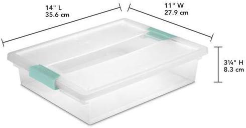 STERILITE 19638606 Large Clip Box, Clear with Blue Aquarium Latches 2 pieces (Large)