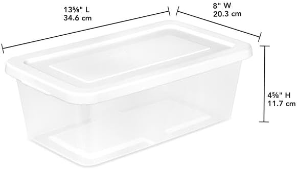 Sterilite 6 Quart Clear Storage Bins with Lids, 18-Pack Plastic Storage Containers, Clear Stackable Storage Bins Box for Closet, Garage, Classroom, Home Organization and Storage, Cloth Included