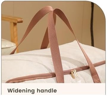 82L Storage Bag for Clothes, Comforters, Blankets, Bedding, Pillows, Stuffed Toys, Jackets with Sturdy Handles, Clear Label Tag, Zippered, for use at Home, Travel or Move, 24x17x12 (Beige, Large)