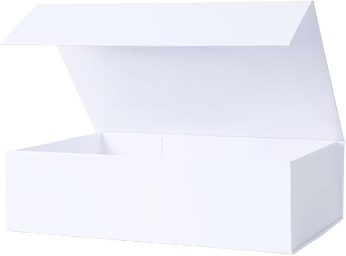 Aimyoo Small White Collapsible Gift Box with Magnetic Closure Lids 10.5x7x3 in, Bridesmaid Groomsman Proposal Boxes, Rectangle Storage Box 1 Pack