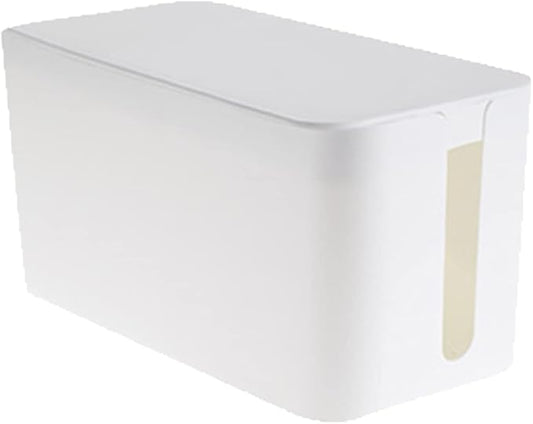 Cable Management Box,Cord Organizer Box for Home and Office System to Cover and Hide, Power Strips, Cords,Surge Protector (Small, White)