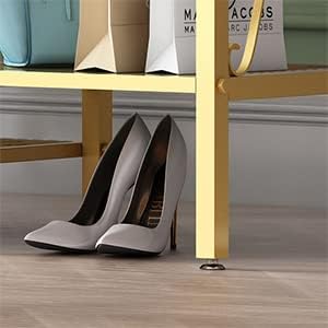 TIEOU Modern Gold Clothes Racks Free-Standing, Gold Clothing Rack with Shelves for Boutiques, Heavy Duty Garment Rack for Hanging Clothes, Large Wardrobe Closet