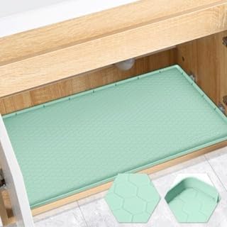 Silicone Under Sink Mat 28"x19", Waterproof Cabinet Liner, MintGreen | Shelf Liner, Cabinet Protector, Home Organizer, for Kitchen, Bathroom, Multipurpose, Leak Proof, Easy Clean, Drip Tray, Clean