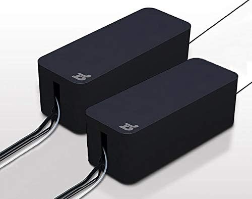 Bluelounge CableBox Cable and Cord Management System Includes Surge Protector (CableBox Mini | 2 Pack, Black)