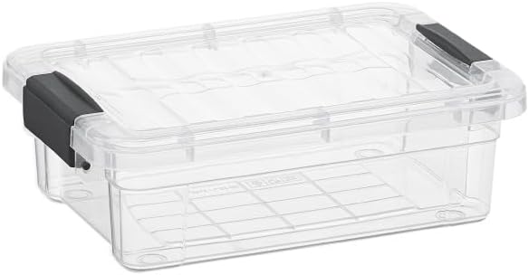 Superio Mini Storage Container Plastic Crayon Box Art Supplies and Sewing Case Stackable Clear Small Organizer for Beads, Stationery, Chalk, and Food, 0.7 Quart