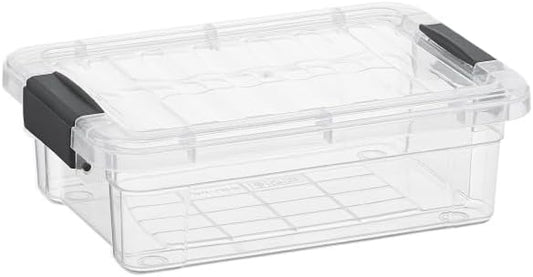 Superio Mini Storage Container Plastic Crayon Box Art Supplies and Sewing Case Stackable Clear Small Organizer for Beads, Stationery, Chalk, and Food, 0.7 Quart