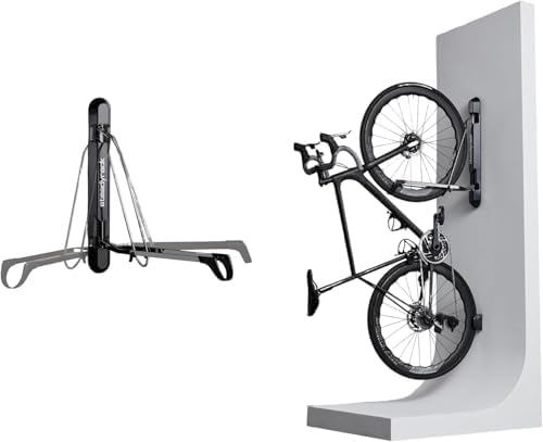 Steadyrack Vertical Bike Rack, Wall Mount Storage for Road, Fender Bikes | ProFlex Narrow holds 121 lb, fits gravel, commuter, and e-bikes. Includes GearMate SteadySpine, roll-in, folds flat.
