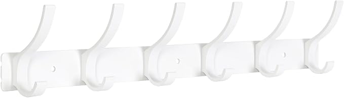 Optish Coat Rack Wall Mount, Coat Hook Wall Mount, Wall Hooks for Hanging, Hat Rack for Walls, Coats Hanger with 12 Hook, Towel Hooks for Bathrooms (1 Pack, White)