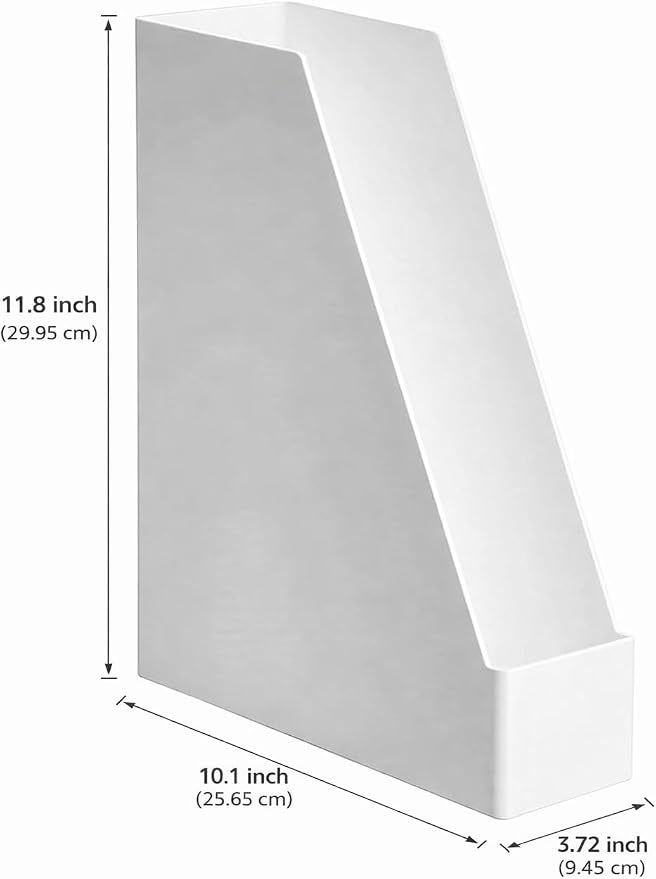 Amazon Basics Rectangular Plastic Desk Organizer, Magazine Rack, White, 2-Pack