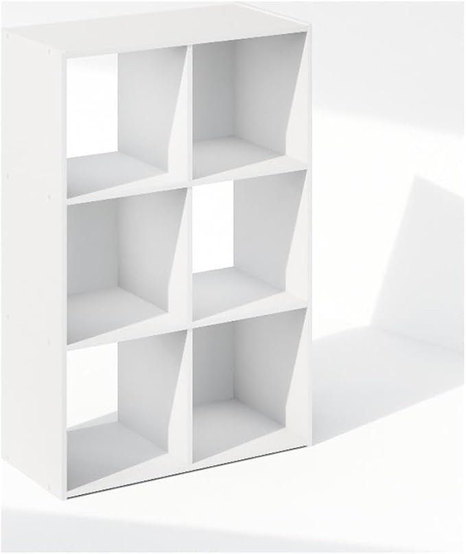 Furinno PELLI Book Shelf, 6-Cube Bookshelf, Cube Storage Organizer Bookcase, 11.7 x 23.7 x 35.4, for Living Room, Bedroom, Home Office, White