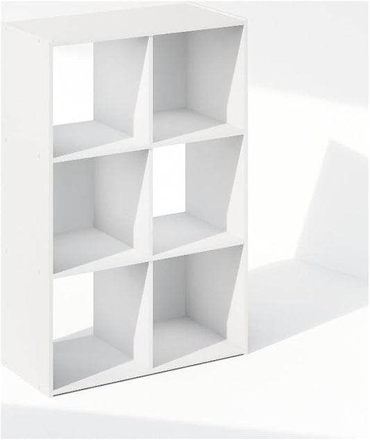 Furinno PELLI Book Shelf, 6-Cube Bookshelf, Cube Storage Organizer Bookcase, 11.7 x 23.7 x 35.4, for Living Room, Bedroom, Home Office, White
