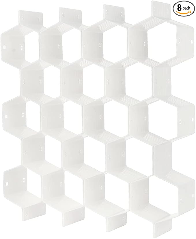 Drawer Divider Organizer Adjustable DIY Grid Honeycomb Drawer Divider for Underwear Belt Scarf Socks White