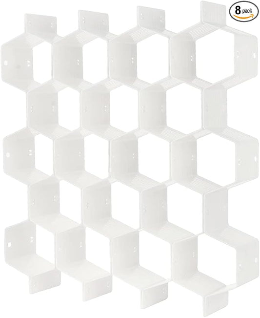 Drawer Divider Organizer Adjustable DIY Grid Honeycomb Drawer Divider for Underwear Belt Scarf Socks White