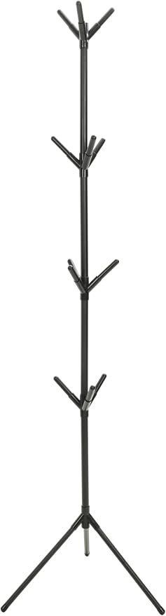 Aynoo Coat Rack Stand with 12 Hooks,Metal Freestanding Coat Standing,Light weight Cap Rack,Black
