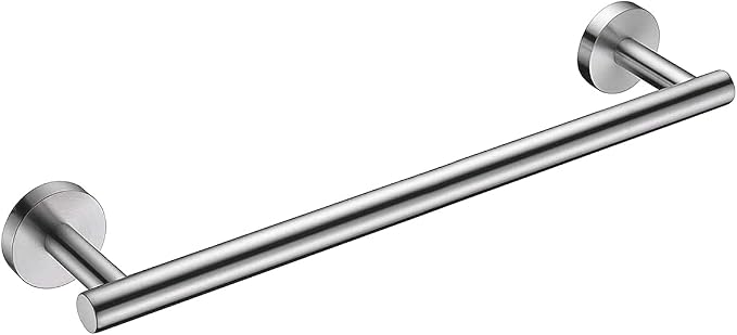 Nolimas Brushed Nickel Bath Towel Bar Single Bars Towel Rack Rod Classic Wall Mounted SUS304 Stainless Steel Bathroom Towel Holder Toilet Kitchen Towel Shelf Single Layer,16 inches