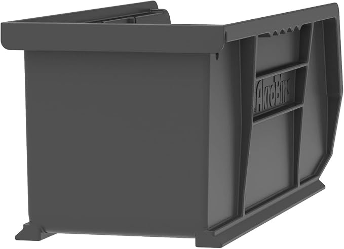Akro-Mils 30224 AkroBins Plastic Storage Bins, 11"x 4"x 4", Black, 12-Pack | Space-Saving Stackable Bins for Garage, Pantry, Craft Organization