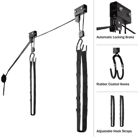 RAD Sportz Kayak Hoist Quality Garage Storage Canoe Lift with 125 lb Capacity Even Works as Ladder Lift Premium Quality Pulley System, 2 Count (Pack of 2)