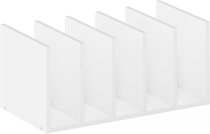 Furinno HERMITE Desk File Folder Organizers, 5-Space Vertical Desktop Office Organization Racks, Desk Top Display Book Shelf, for Paper, Office Supplies, Magazine, White
