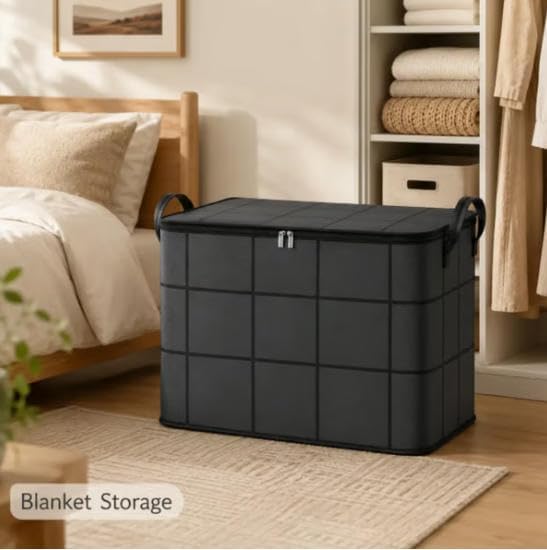 180L Spacious Moving Storage Bin,Moving Storage Bag (3PCS, Large) | Zippered Fabric Organizer,Foldable Blanket Bag with Reinforced Handles for Closet & Moving Day