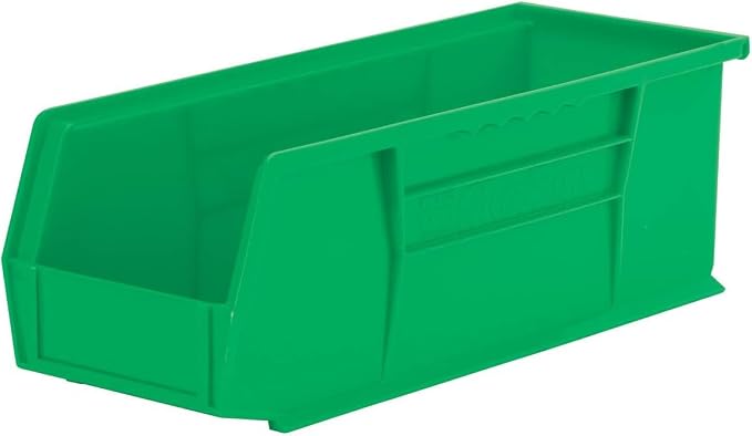 Akro-Mils 30234 AkroBins Plastic Storage Bins, 15"x5"x5", Green, 12-Pack | Space-Saving Stackable Bins for Garage, Pantry, Craft Organization
