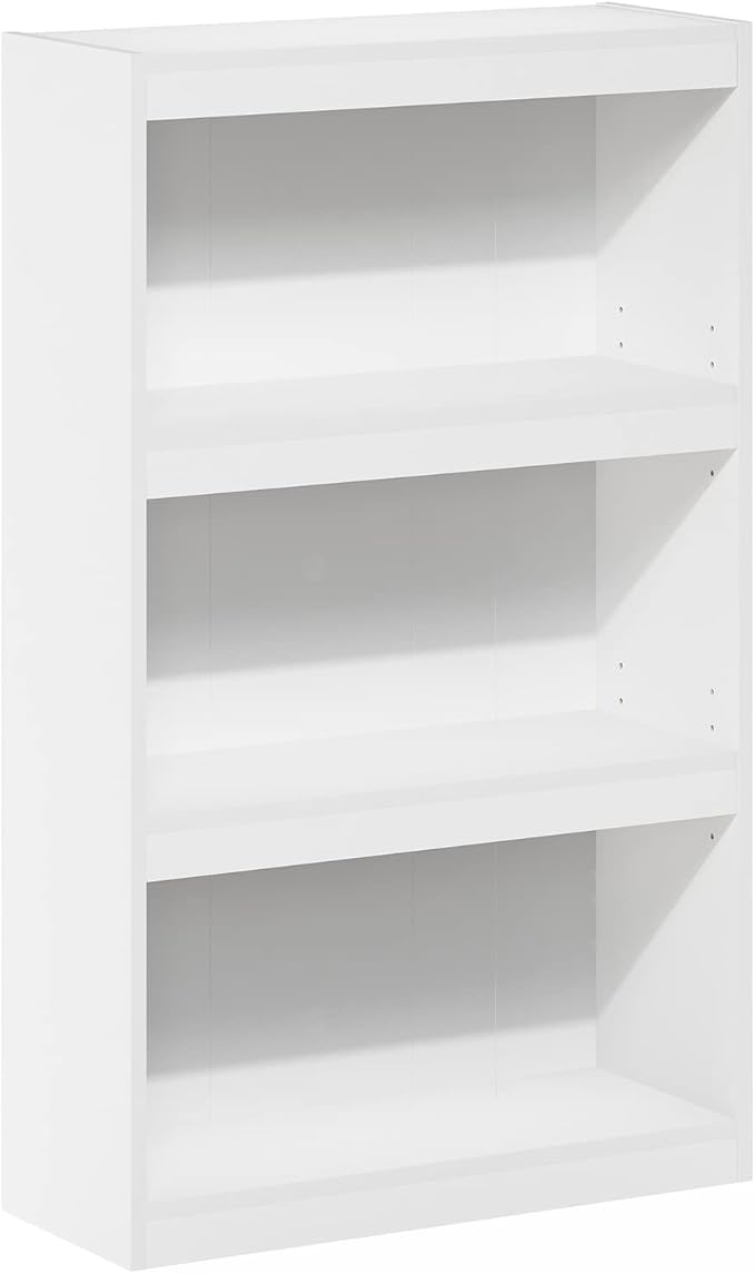 Furinno Jaya Enhanced Home Bookcase 3-Tier Adjustable Bookshelf, White