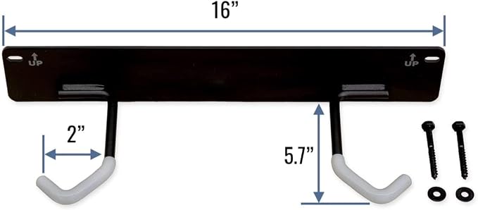 StoreYourBoard BLAT Bike Wall Mount Rack for Garage, Holds Up To 100 lbs | Bike Hooks for Garage, Wall Mount Bike Rack, Rubber Coated Hooks, 50 lb per Hook
