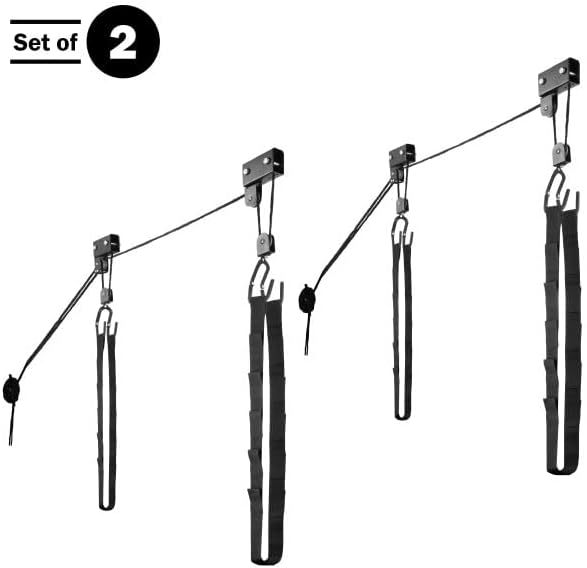 RAD Sportz Kayak Hoist Quality Garage Storage Canoe Lift with 125 lb Capacity Even Works as Ladder Lift Premium Quality Pulley System, 2 Count (Pack of 2)