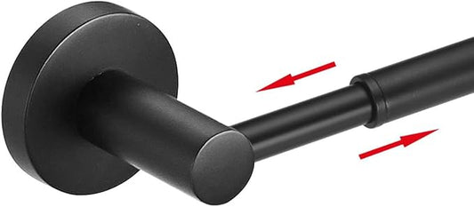 BESy Towel Racks for Bathroom Wall Mounted Bath Towel Bar Matte Black | Adjust 15" to 26" Rustproof, Stainless Steel Towel Holder, Wall Mounted for Bathroom Accessories, Heavy Duty, Space Saving