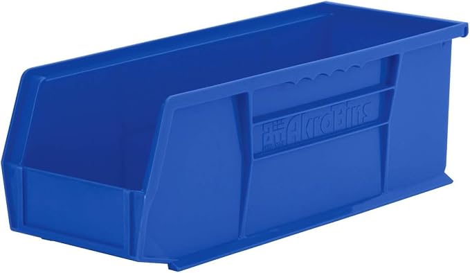 Akro-Mils 30234 AkroBins Plastic Storage Bins, 15"x5"x5", Blue, 12-Pack | Space-Saving Stackable Bins for Garage, Pantry, Craft Organization