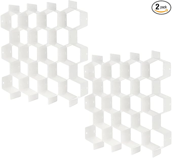 Drawer Divider Organizer 8pcs DIY Plastic Grid Honeycomb Drawer Divider White 2 Pack