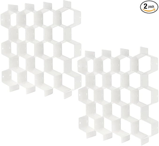 Drawer Divider Organizer 8pcs DIY Plastic Grid Honeycomb Drawer Divider White 2 Pack