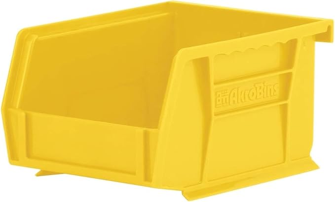 Akro-Mils 30210 AkroBins Plastic Storage Bins, 5"x4"x3", Yellow, 24-Pack | Space-Saving Stackable Bins for Garage, Pantry, Craft Organization