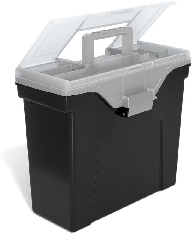 STAPLES Slim Portable File Tote, Letter Size, Black, 2/Pack