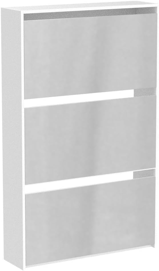 HOPUBUY Shoe Cabinet for Entryway, Narrow Shoe Storage with 3 Flip Drawers | Wood Slim Shoe Rack, 3 Tier Thin Shoe Organizer for Home and Apartment, Mirror