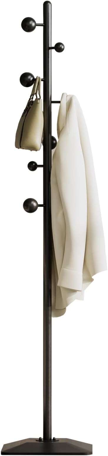 Coat rack freestanding,Coat tree freestanding heavy duty with 7 ball hooks,Coat hanger stand with metal base for entryway hallway bedroom