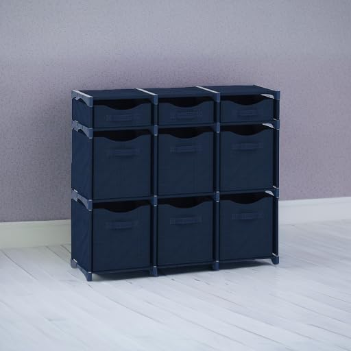 Cube Storage Organizer with Storage Bins Included - The Perfect Closet Organizers and Storage Solution. Includes 9 Storage Cubes, Great For Toy Storage, Closet Storage, Clothes Storage (Navy)