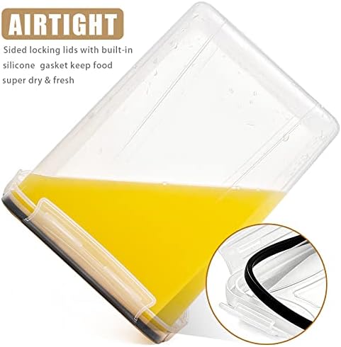 Wildone Flour Storage Containers 5.2L, 4 PCS Food Storage Containers, Black | For Bulk Flour and Sugar Storage, Airtight Seal, BPA Free, Food Grade Material, 20 Labels Included