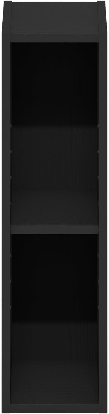 Furinno Fulda Book Shelf, 2-Tier Narrow Bookshelf, Bookcase with 6-in Width Storage Shelf, 9.3 x 5.9 x 21.2, for Living Room, Bedroom, Home Office, Blackwood