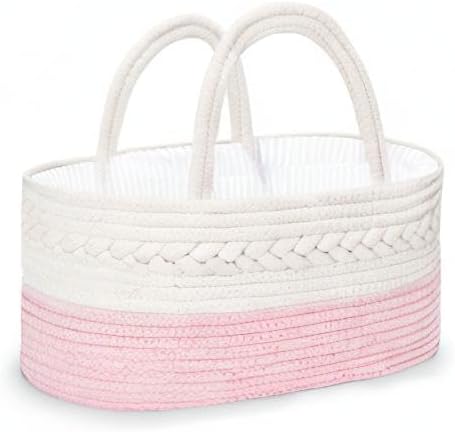 Maliton Diaper Caddy for Baby Girl-Cotton Rope Diaper Caddy, Diaper Organizer for Changing Table, Portable Baby Basket for Storage Baby Stuff, Newborn boy girl baby essentials Registry Items
