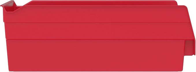 Akro-Mils 30130 Heavy Duty Plastic Shelf Bins, 12"x 6.5"x 4", Red, 12-Pk | Heavy Duty Nesting Storage Bins for Garage, Closet, Refrigerator, Kitchen, Cabinet, Drawer Organization, Pantry Organization