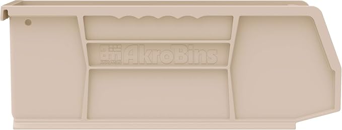 Akro-Mils 30224 AkroBins Plastic Storage Bins, 11"x 4"x 4", Stone, 12-Pack | Space-Saving Stackable Bins for Garage, Pantry, Craft Organization
