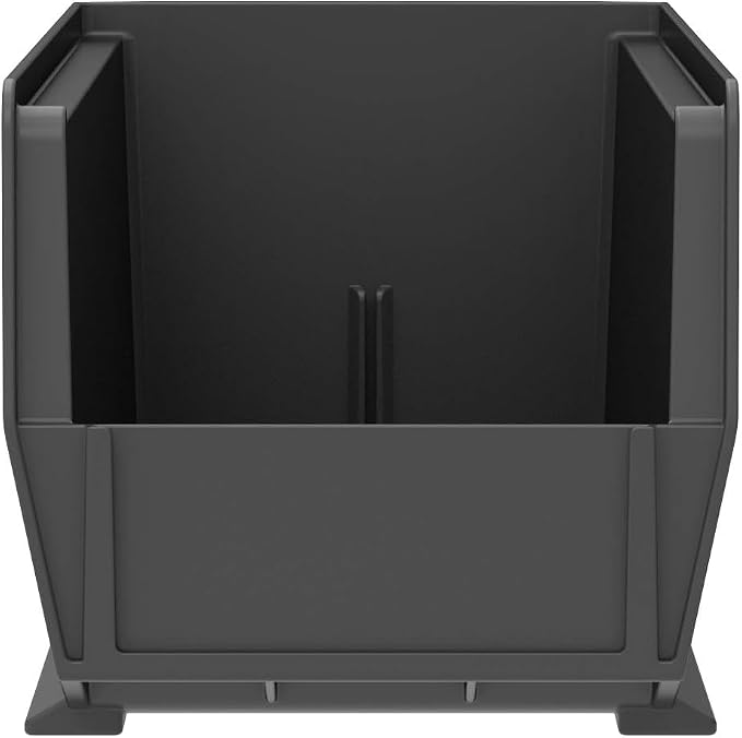 Akro-Mils 30234 AkroBins Plastic Storage Bins, 15"x5"x5", Black, 12-Pack | Space-Saving Stackable Bins for Garage, Pantry, Craft Organization