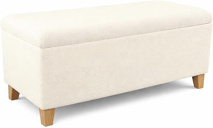 HomePop 42" Sherpa Storage Bench - Cream