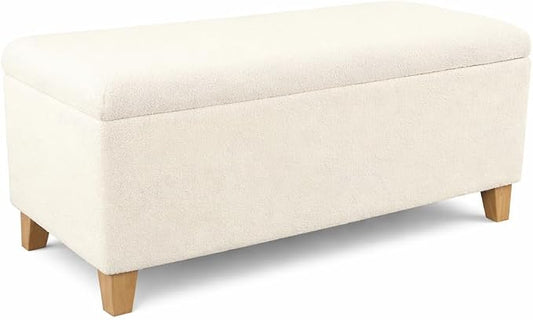 HomePop 42" Sherpa Storage Bench - Cream