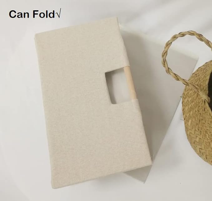 Storage Bin for Shelves Rectangle Closet Baskets Foldable Box with Handles Beige Shelf Baskets Toy Boxes for Home Office Car Dormroom