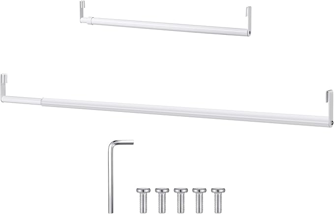 Expandable Closet Rod for Wire Shelf Hanging Clothes Adjustable Heavy Duty Closet Hanging Rod Extender Heavy Duty Hanger Bar Metal Poles for Wardrobes Hanger, 1 Pack(36-60 Inch,White)